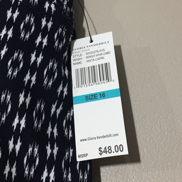 NWT GLoria Vanderbilt kayaking UnlTd Anita Capri size 16 - Picture 3 of 8